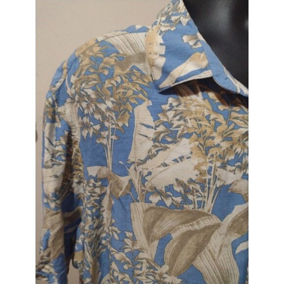 Cubavera Shirt Mens 3X Blue Floral Hawaiian Button Up Short Sleeve Viscose - Picture 4 of 12